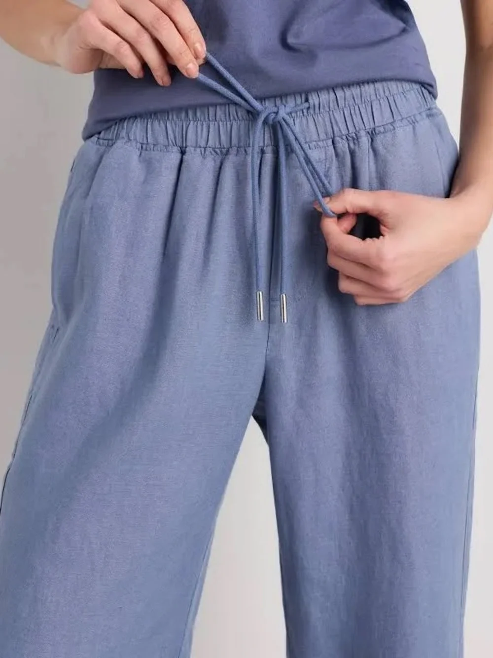 Quince L 100% European Linen Drawstring Wide-Leg Pants Cozy Casual Comfort Fall